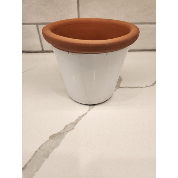 Vintage 1997 Emerson Creek Pottery Pink & Blue Flowers Flower Pot Hand Painted - Picture 4 of 8